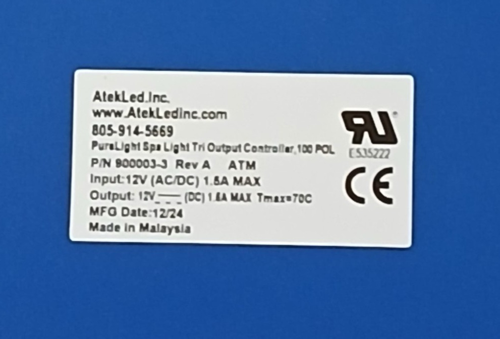 AtekLED 900003-3 PureLight Spa Light Tri-Output Controller , 100 POL