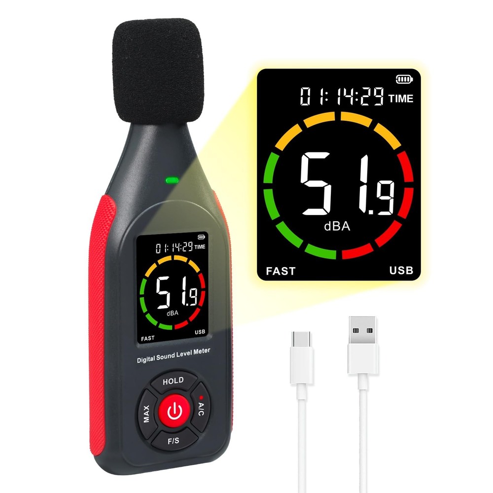 Decibel Meter Data Logger, Digital Sound Level Meter with Recording, dB Meter...