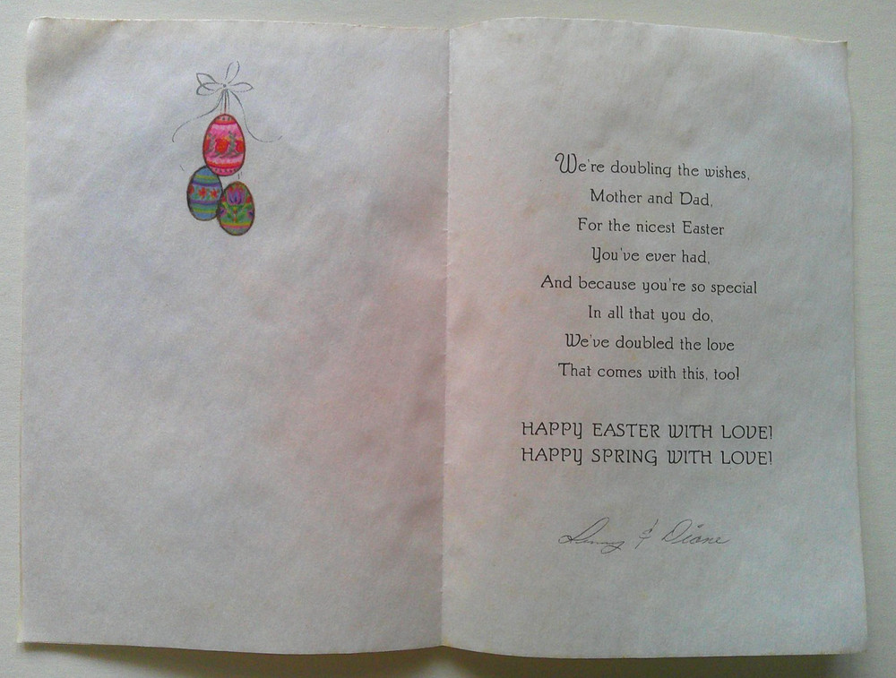 Decorated egg tree glitter Hallmark vintage Easter greeting card *ZZ24