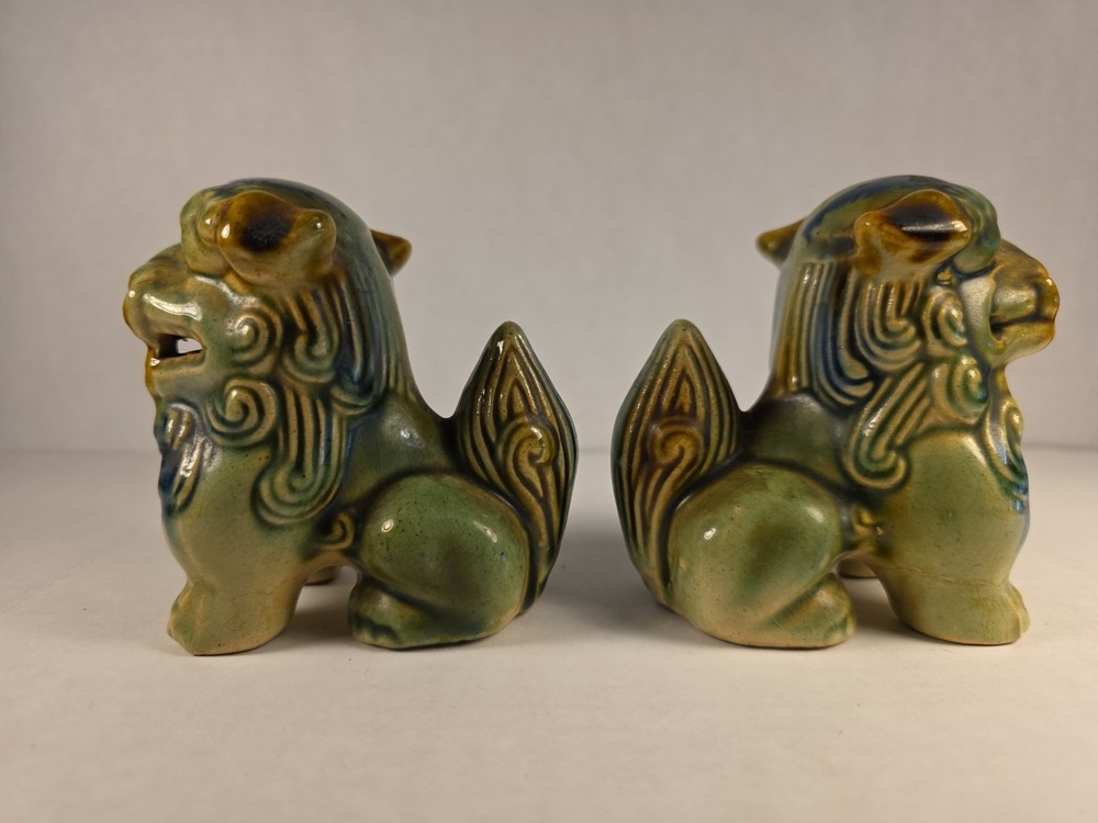 Vintage Dragon Ceramic Green Cone Incense Burner Set