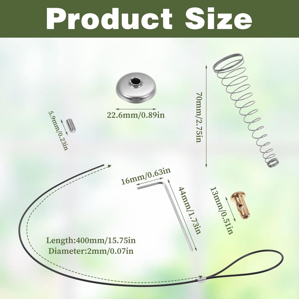 2 Sets Adjustable Black Spring Gate Opener Gate Latch Cable Pull String for M...