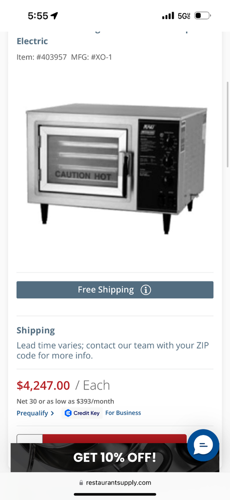 Half-Size Countertop Convection Oven, 120v