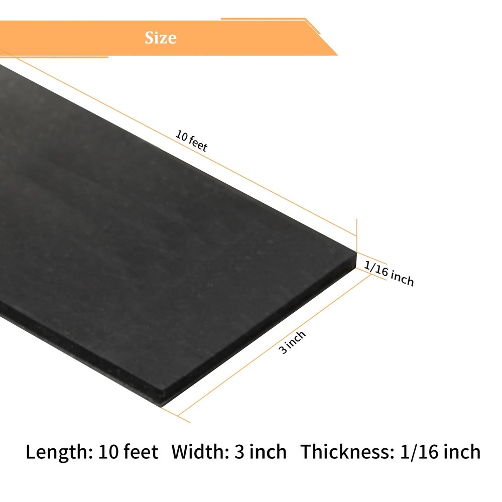 Solid Neoprene Rubber Strips with Adhesive Backing 1/16 .062" Thick x 3" Wide...