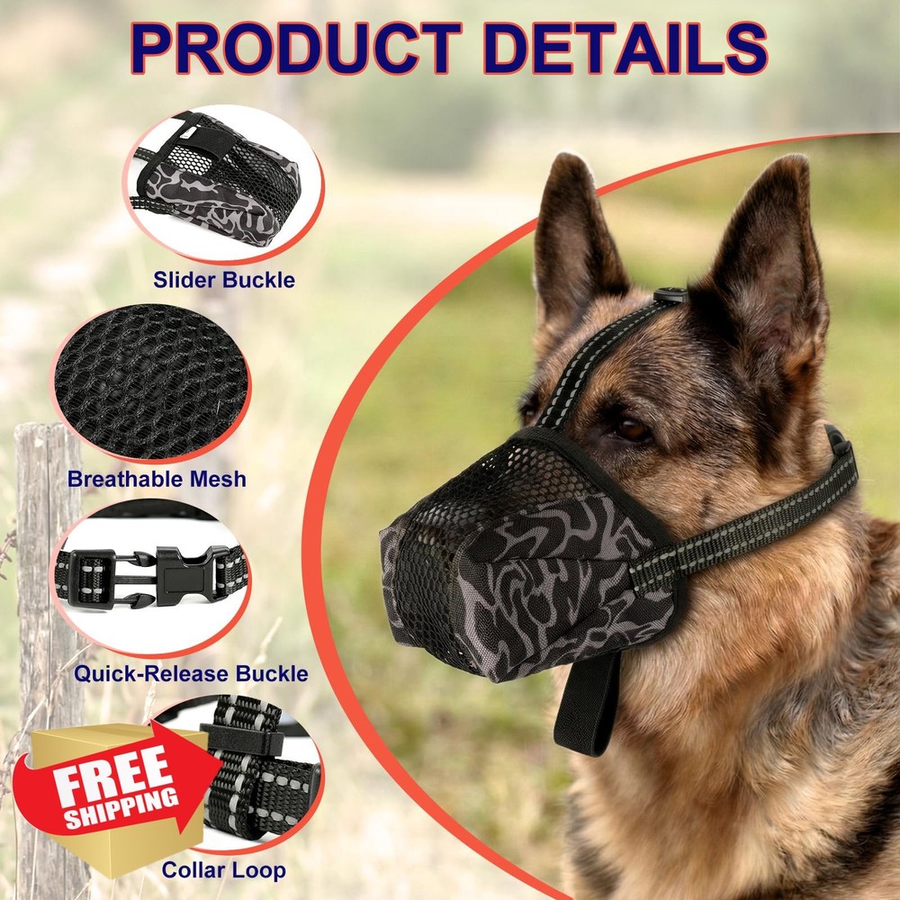 SeranPup Soft Air Mesh Dog Muzzle Black S Anti-Bite