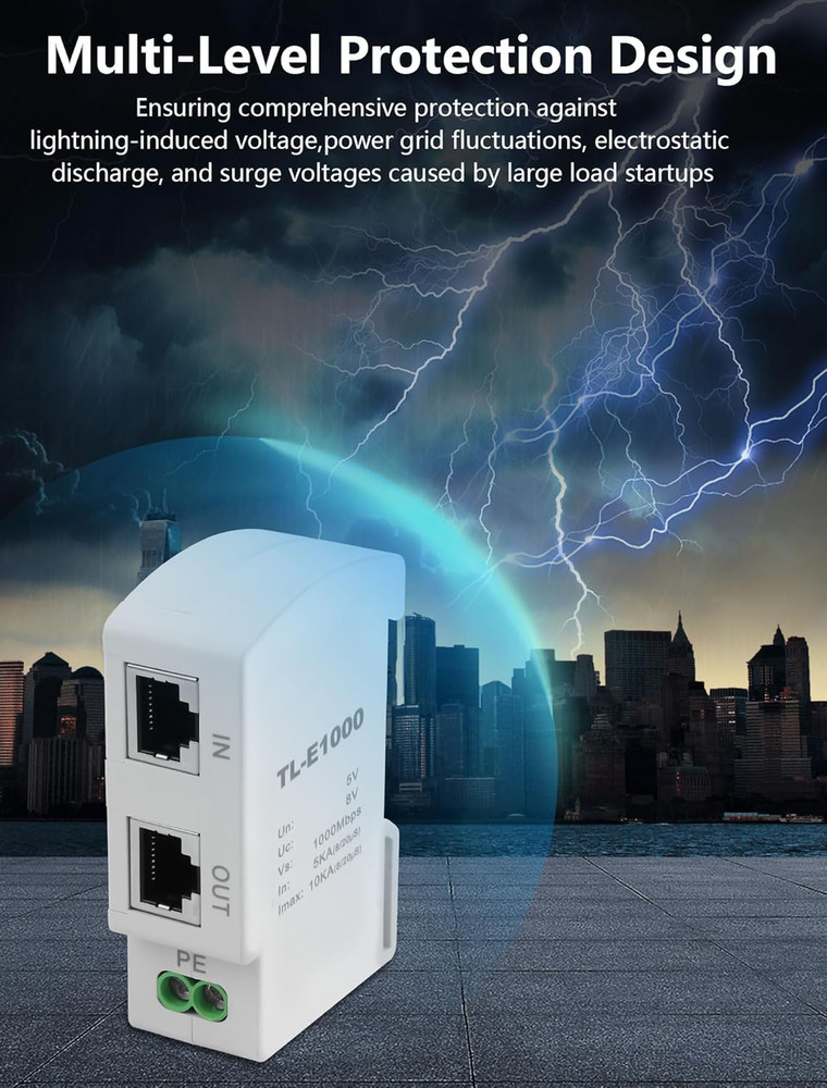 Ethernet Surge Protector 1000Mbps DIN Rail Network Surge Protector LAN Network