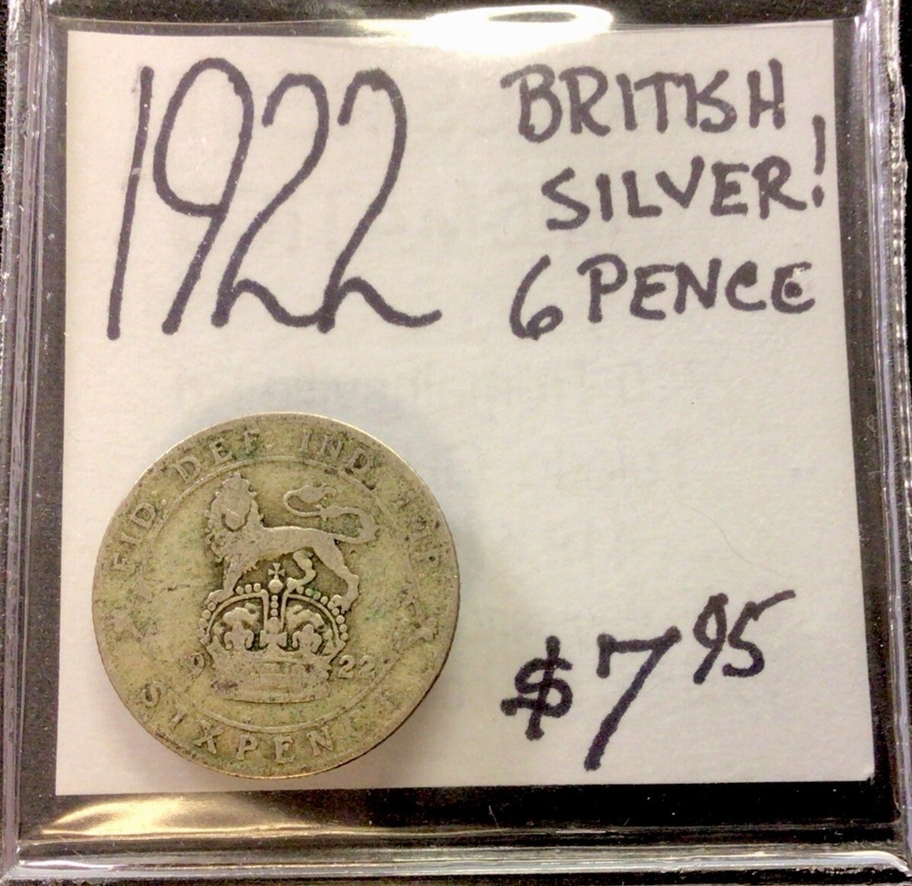 1922 British Silver! 6 Pence! ENN Coins