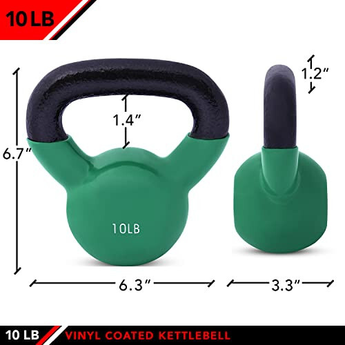 JFIT Kettlebell Weights Vinyl Coated Iron, 10 LB