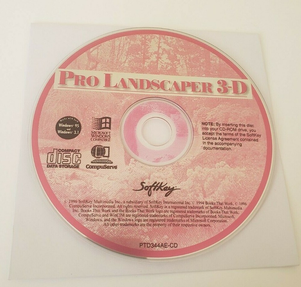 Pro Landscaping 3-D CD software Windows (95,3.1) 1996 Soft Key Multimedia