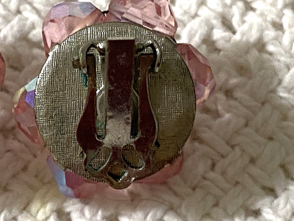 Vintage Pink Aurora Borealis Bead Cluster Earrings