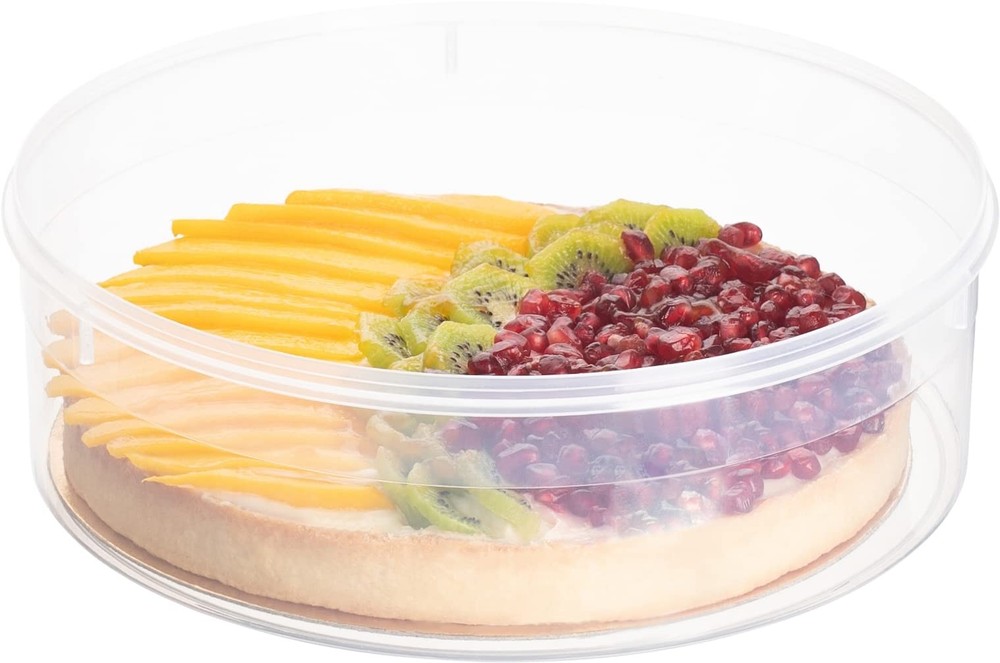 Pie Carrier Cake Storage Clear Container with Red Lid | 10.5" Large Round