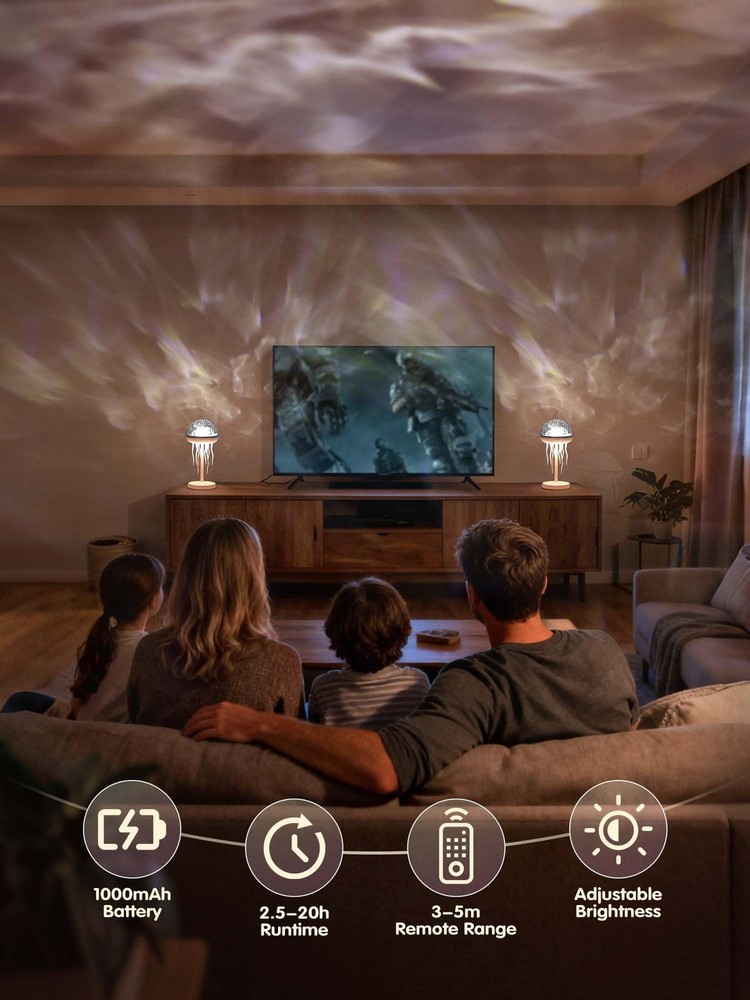 Fuloon Projection Lamp with Remote Control, Adjustable Jellyfish Shaped Table...