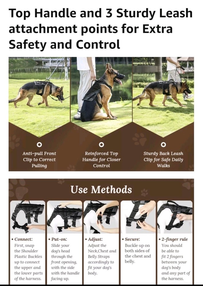 Kromen Tactical Dog Harness LARGE Black & Tan