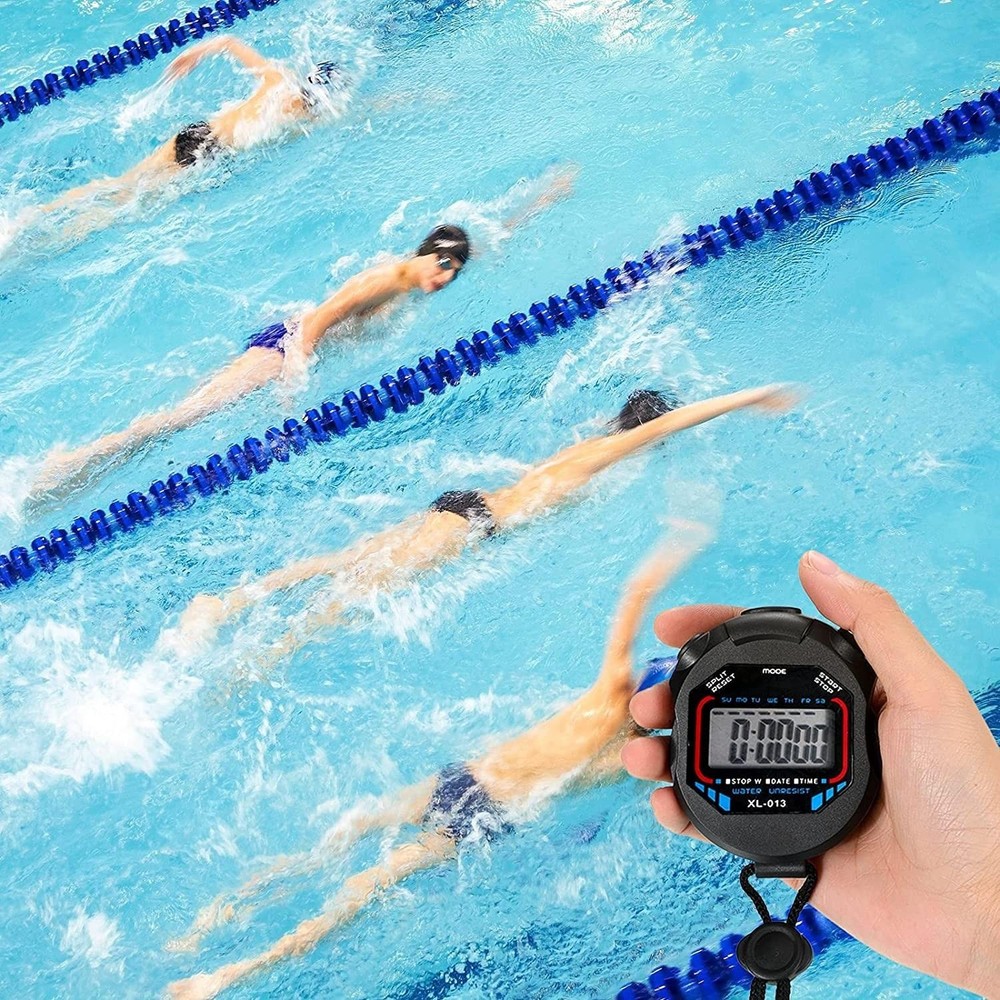 Waterproof Stopwatch Digital Handheld Multi-Function Professional Black