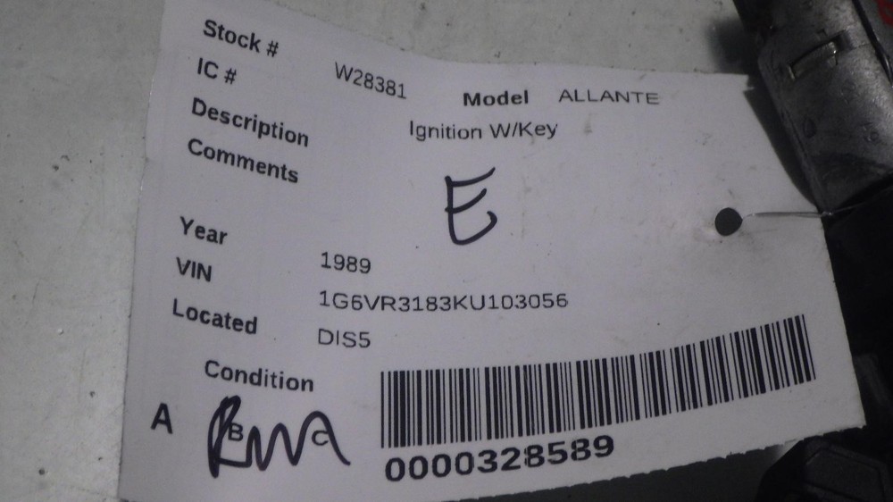 89 CADILLAC ALLANTE Ignition W/Key