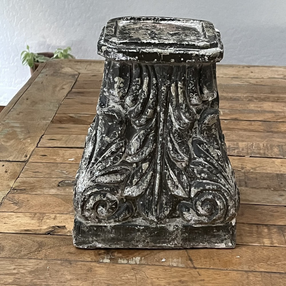 Vintage Corinthian Style Column Pedestal Base 9" Scroll Design