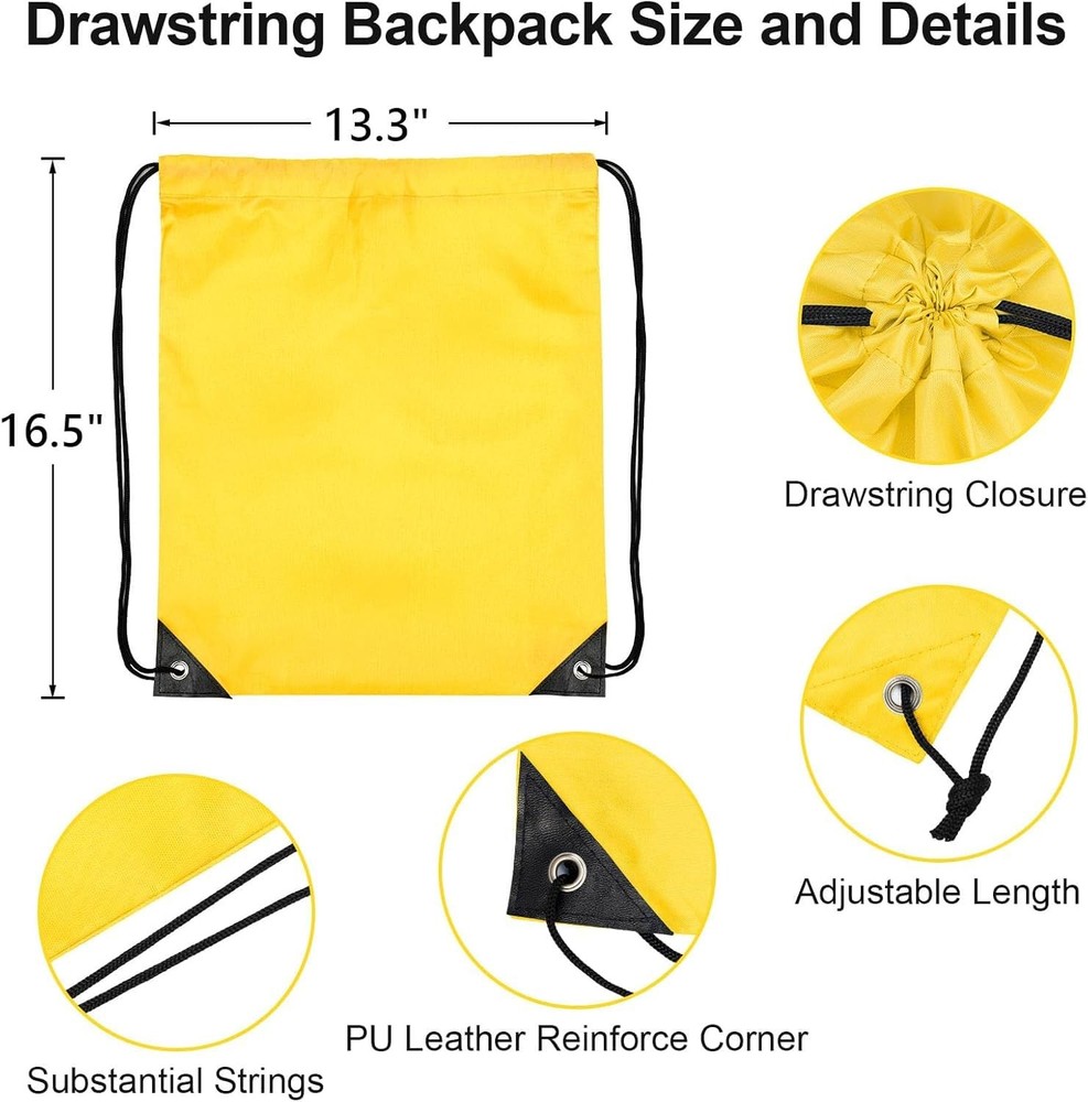 Grneric 64 PCS Drawstring Bags Bulk 16.5'' x 13.3'', Multicolor