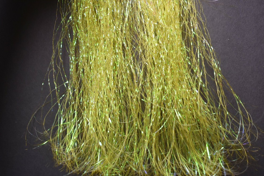 Hank YELLOW Pearl Web Fly Flash Flashabou 800 Strands Fly Tying