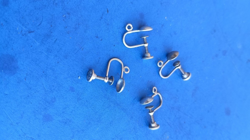 Screw back dangle earring finding setting, 2 Pair, 4 Pieces, Nickle Plated Brass