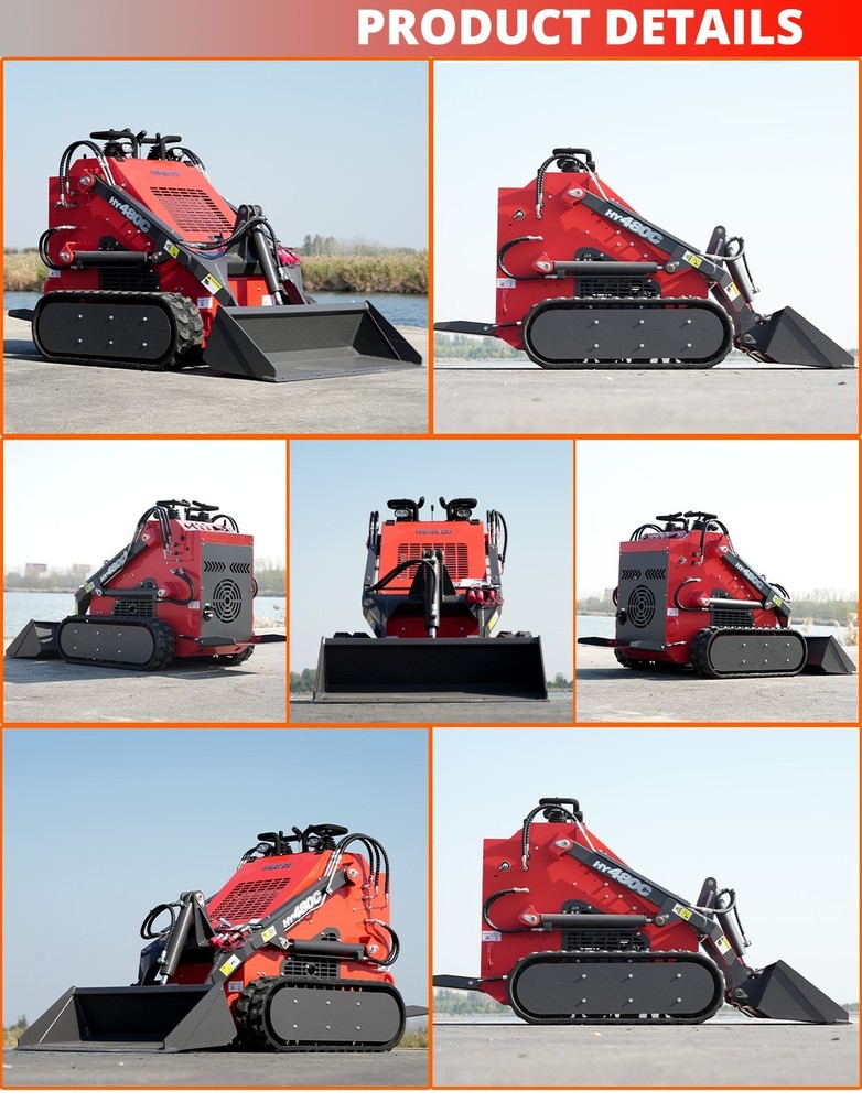 HY480C+Grapple FREE SHIP Mini Skid Steer Loader with 23HP EPA Engine Three pumps