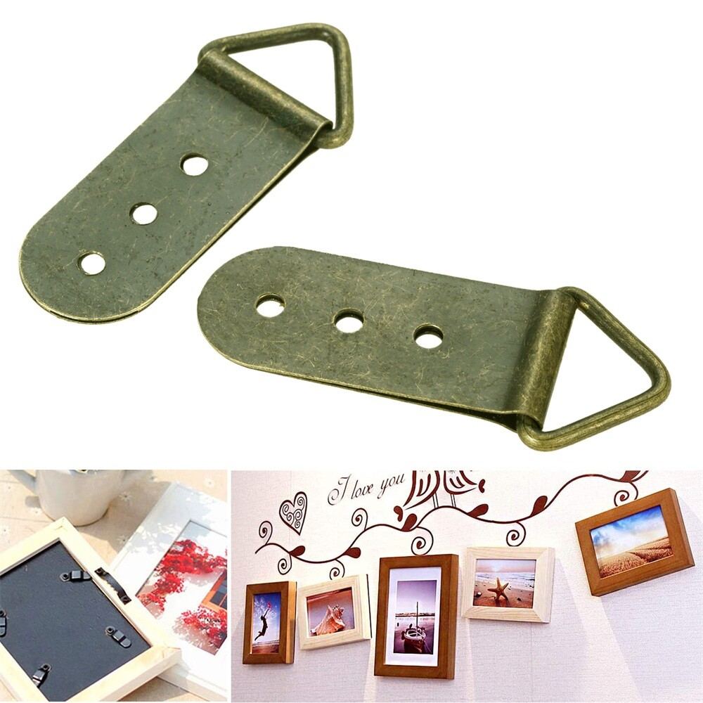 2/10/20pcs Picture Frame Hooks Triangle D-Ring Mirror Frame Hangers Home Office