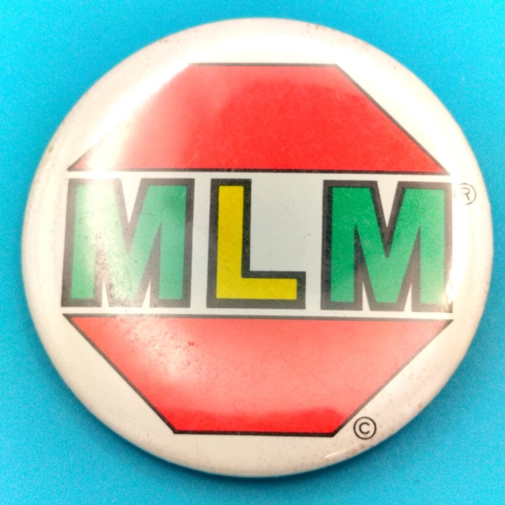 MLM Vintage Collectible Pinback Button Multi-Color Octagonal Design Retro