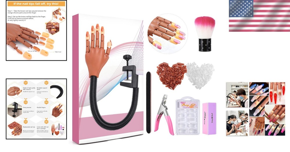 Acrylic Nail Practice Hand with Adjustable Positioning for Beginners Training