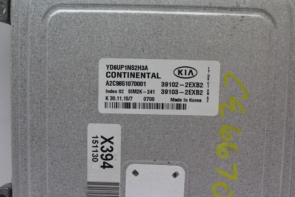 16 2016 Kia Forte 39103-2EXB2 Computer Brain Engine Control ECU ECM EBX Module