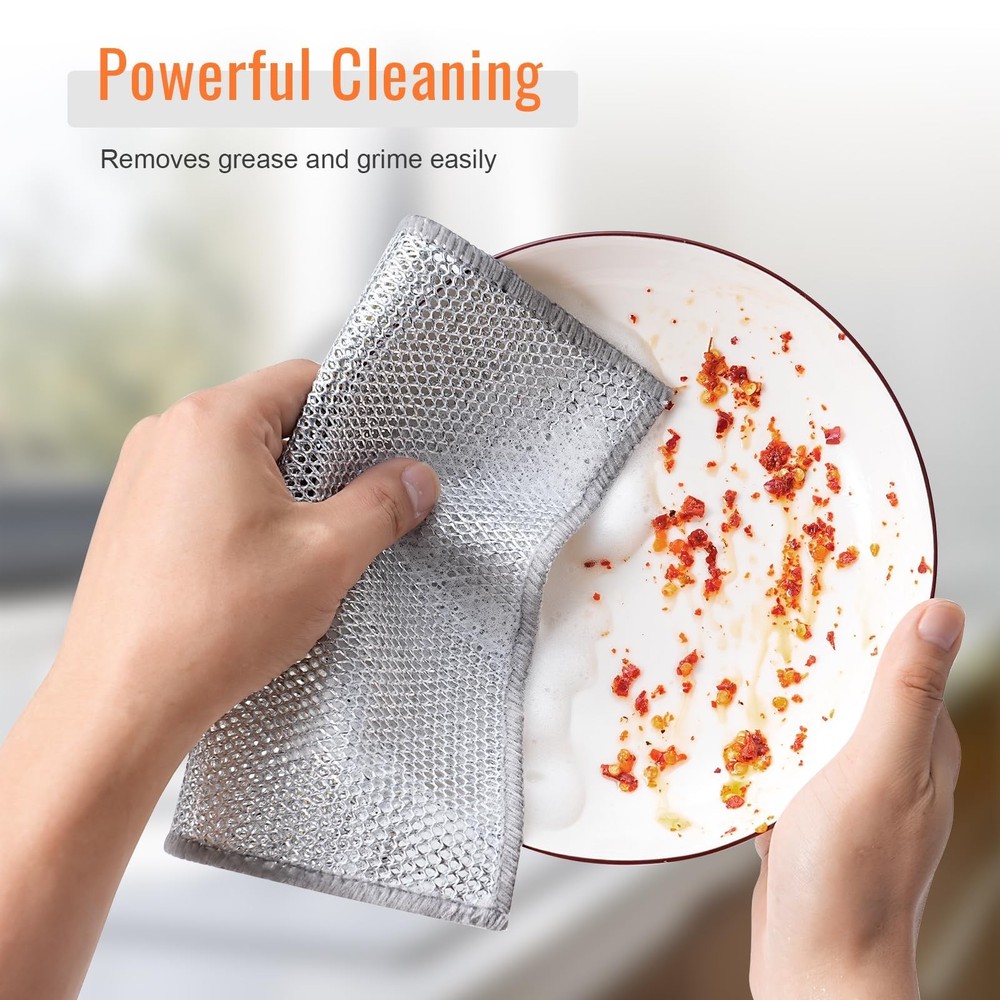 10pcs Double Layer Multifunctional Non-Scratch Wire Dishcloth, Multipurpose W...