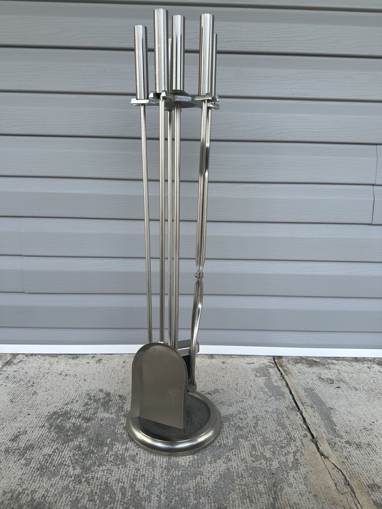 Fireplace Tool Set Silver Stainless 5 Pcs Fireplace Tool Set