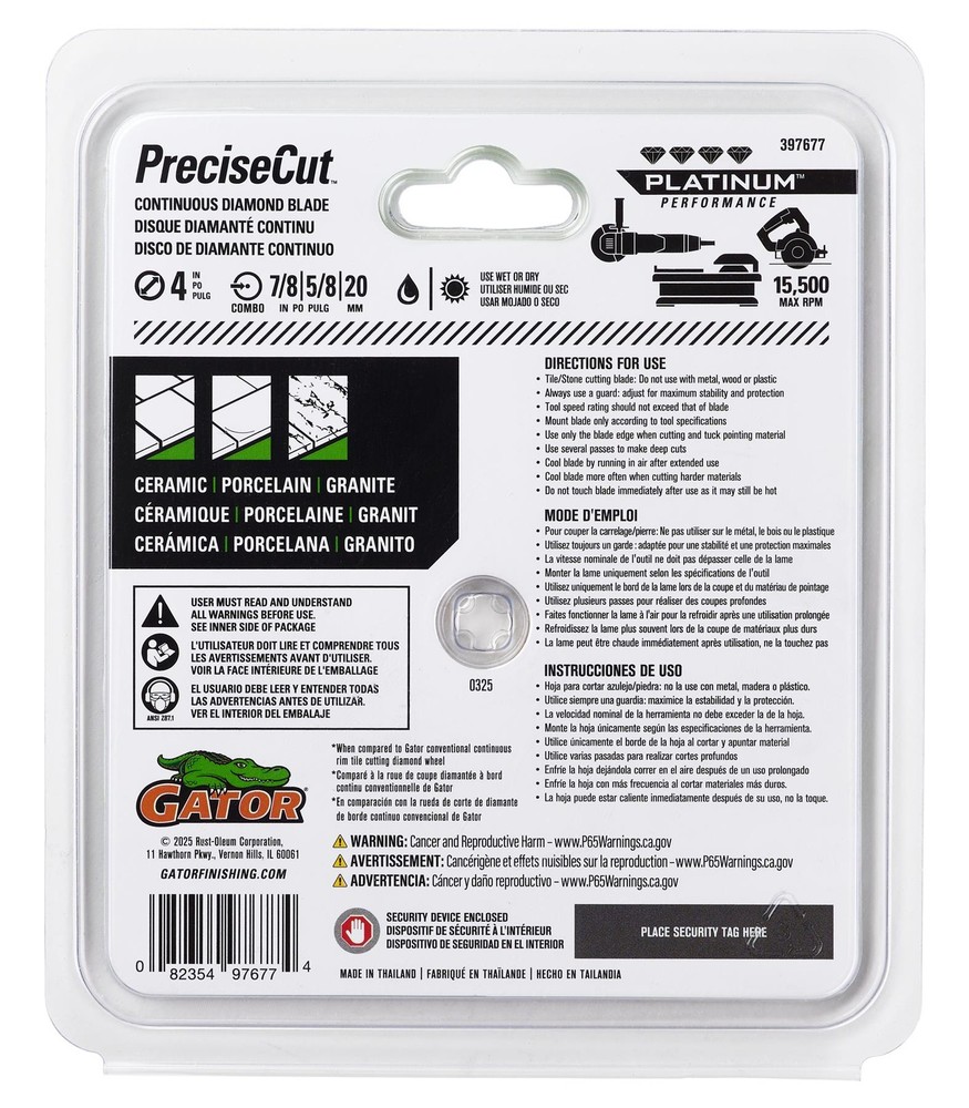 Gator 4" PreciseCut Continuous Diamond Cutting Blade- 397677