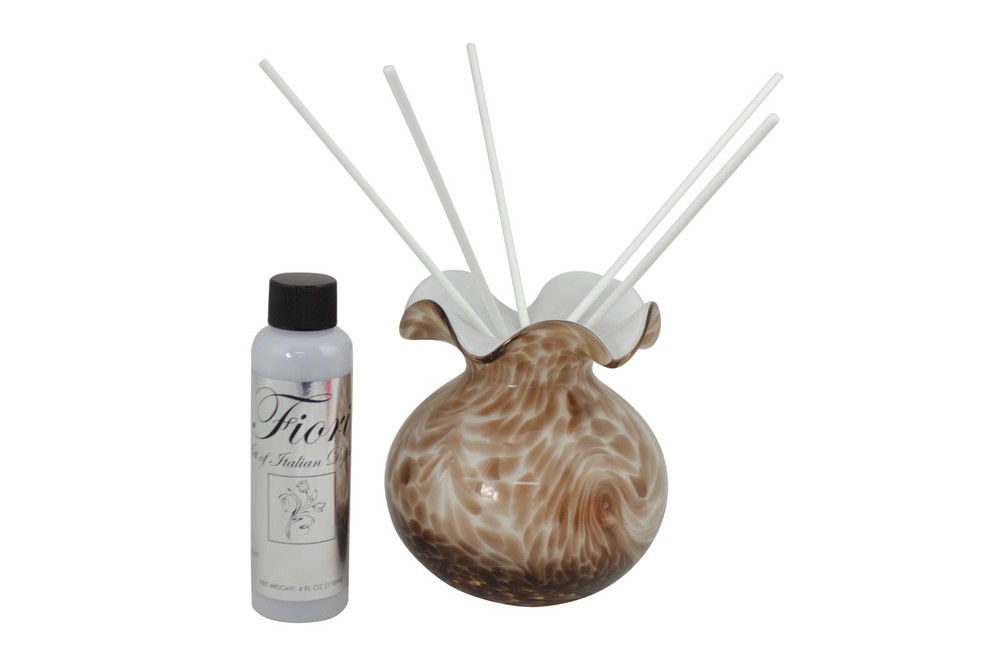 5" Brown and White Glass Vase Aroma Diffuser