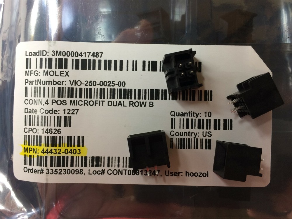 44432-0403 MOLEX 044432-0403 CONN HEADER VERT 4POS 3MM 10 PIECES
