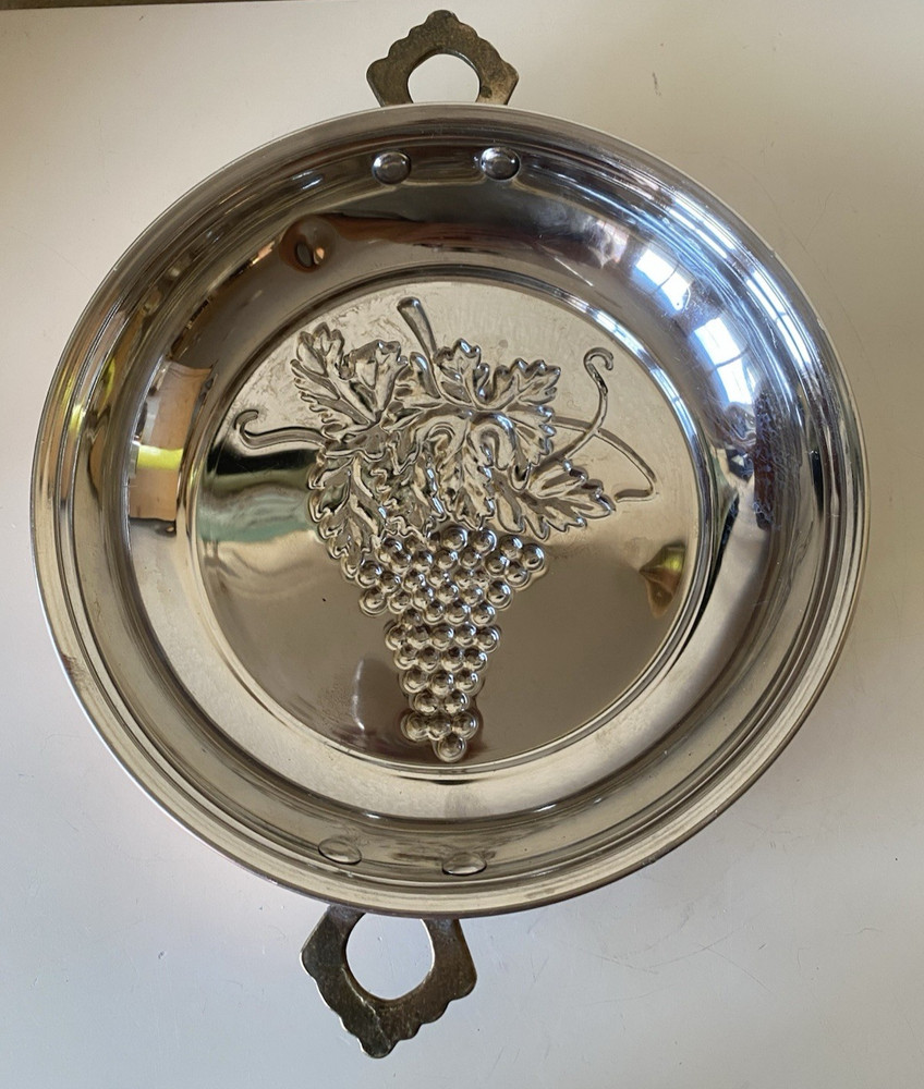 Solid Copper Grape Cluster Motif Mold With Double Brass Handles Hanging Decor