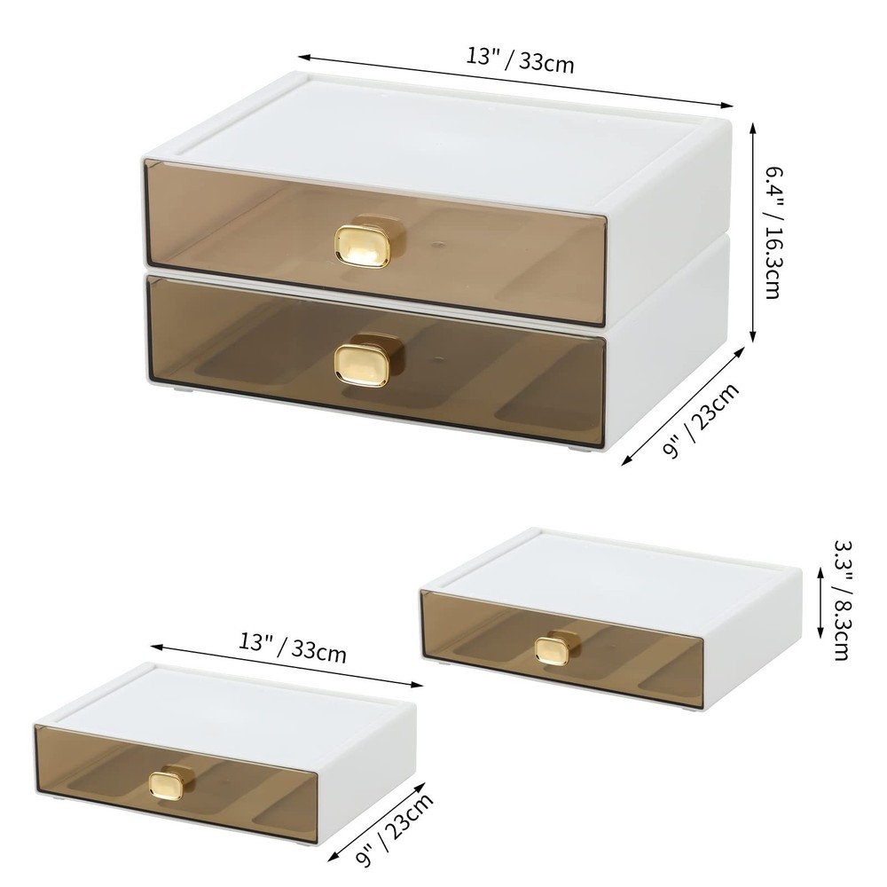 OSteed Spacious Desktop Storage Box, 2 Large Storage Drawers, Stackable Offic...