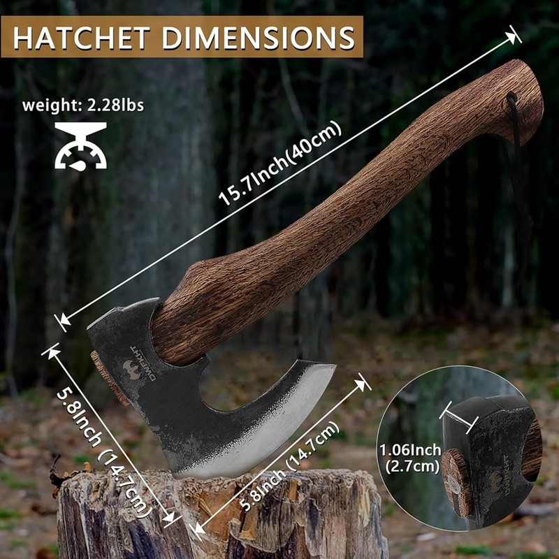 Multipurpose Camping Hatchet Durable Beech Wood Handle Sharp Axe W/ Sheath New