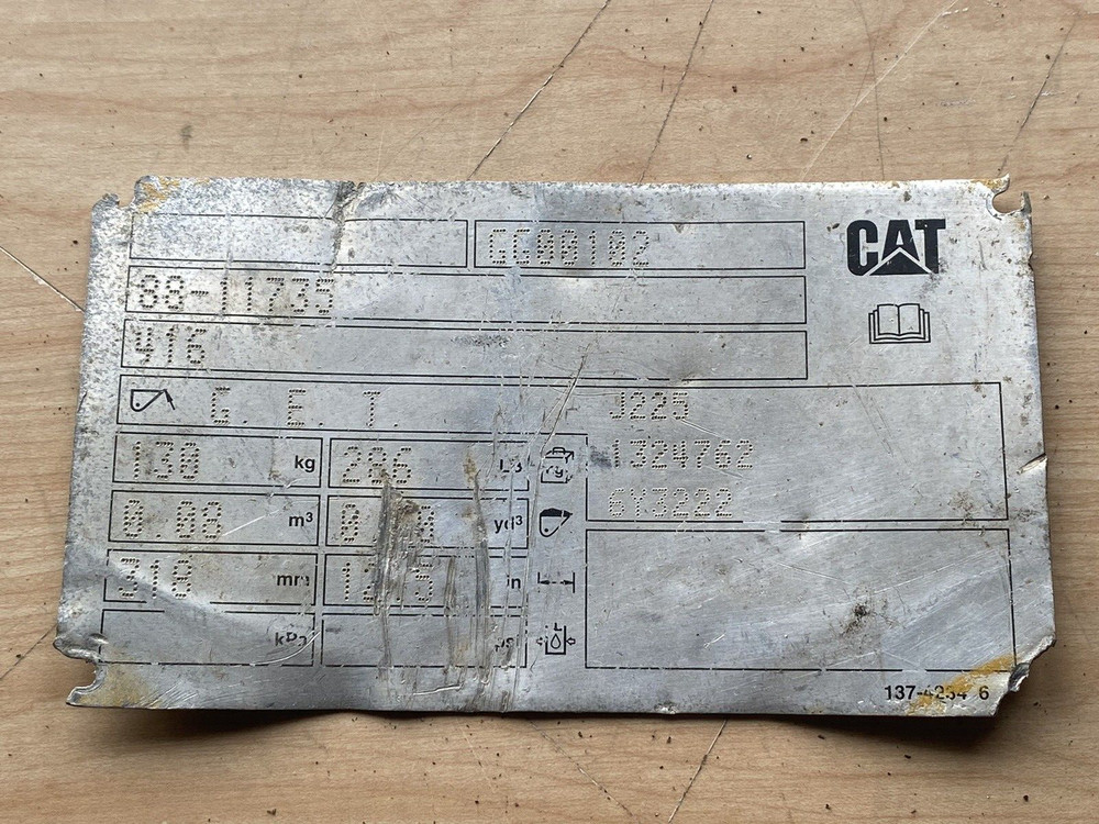 Caterpillar 416 Backhoe Plaque Cat Tag Information Vin Vehicle Identification
