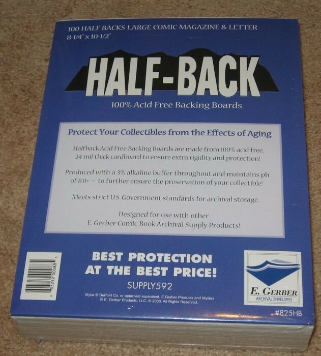 Pack of 100 E Gerber Half Back Premium Archival Large Comic Book Boards