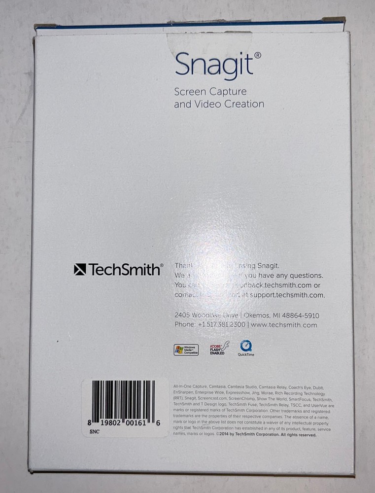 TechSmith Snagit Screen Capture & Video Creation CD Software. Windows 12! Mac 3!