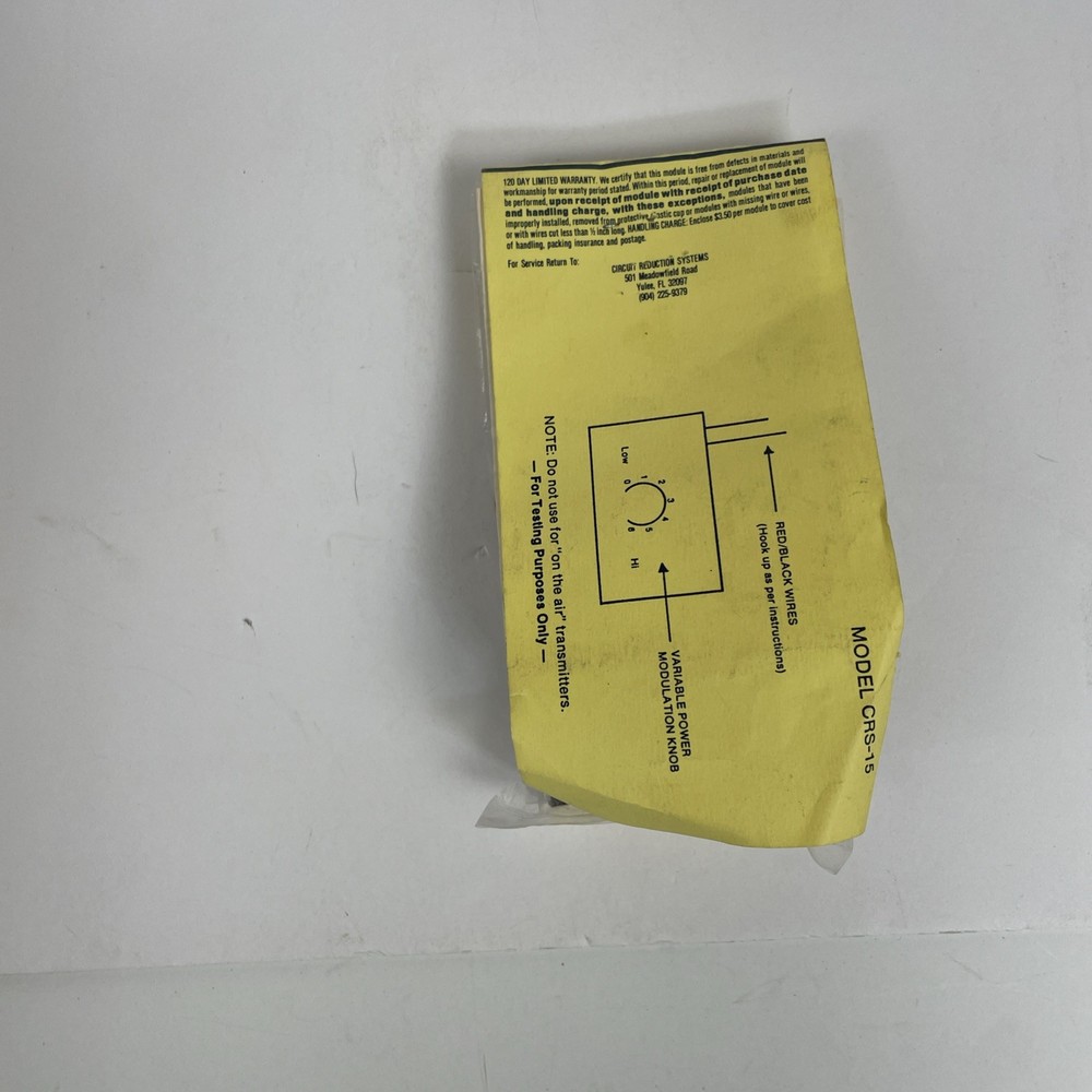 Circuit Reduction Systems variable power modulator CRS-15 for cb radio testing