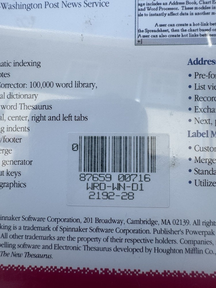 Easy Working for Windows Word Processor by Spinnaker Software 2192-28 NEW SEALED