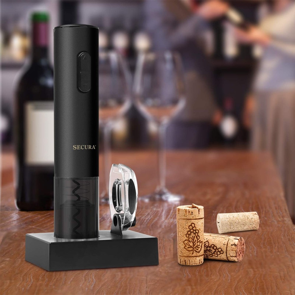 Secura Electric Wine Opener, Automatic Bottle Corkscrew Black