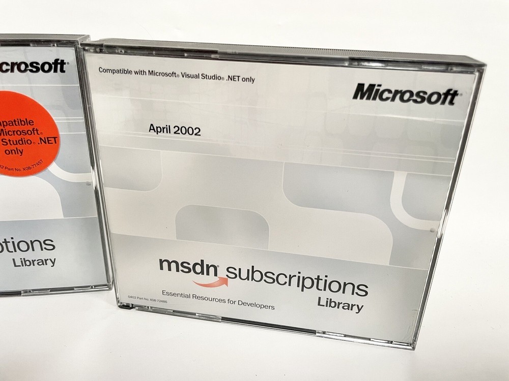 2001 October 2002 Jan / April Microsoft MSDN Subscriptions Library Genuine Discs