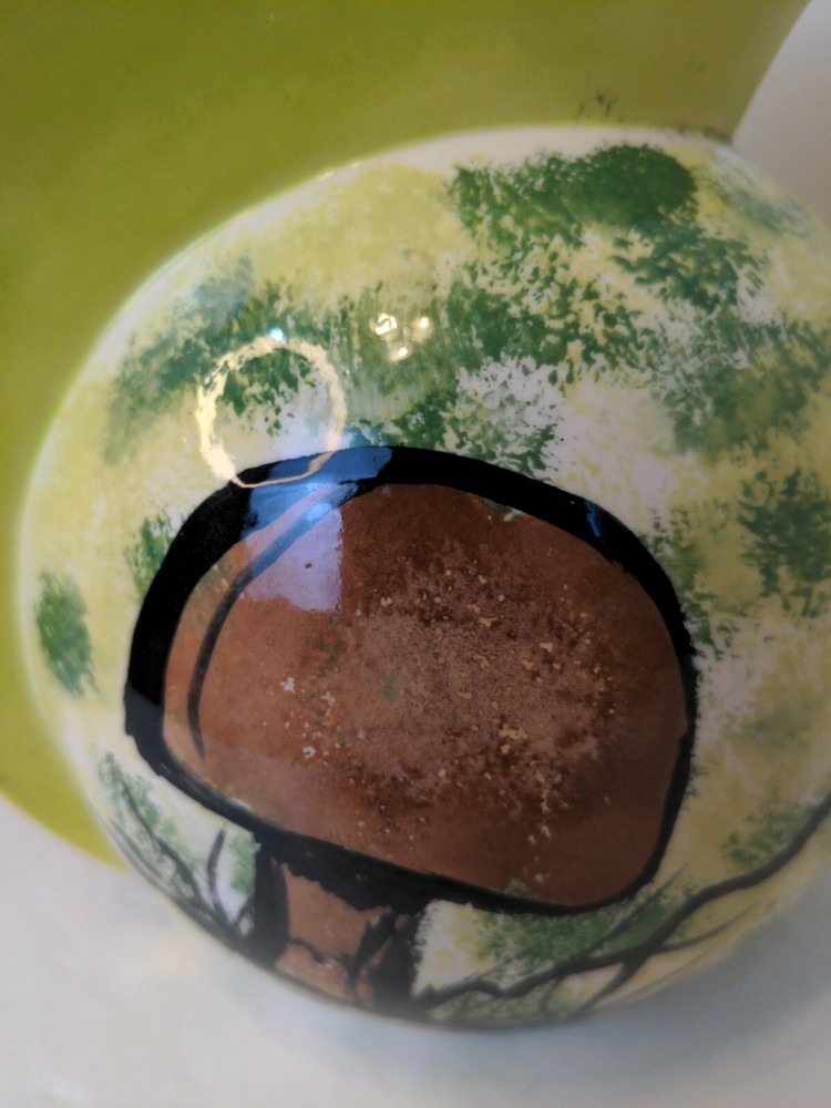 Retro Ceramic Colored Painted Mushroom Pitcher Pottery Signed MCM