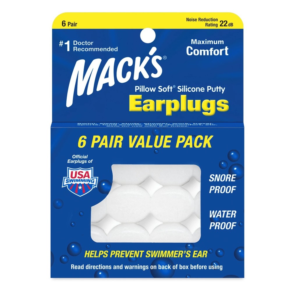 3 pack,Mack's Pillow Soft Silicone Earplugs , 6 Pair.