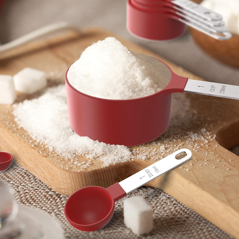 Measuring Cups & Spoons Set, Stackable Cups and Spoons, Nesting Measure Cups wit