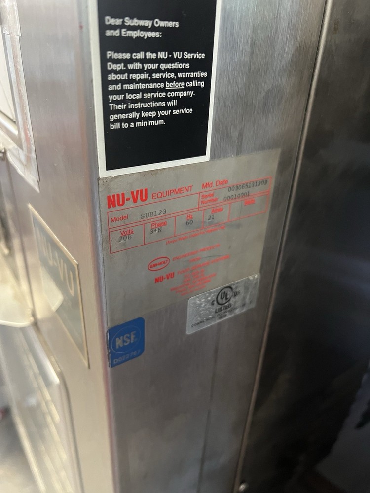Nu-Vu SUB-123 Oven/Proofer USED Fully Functional