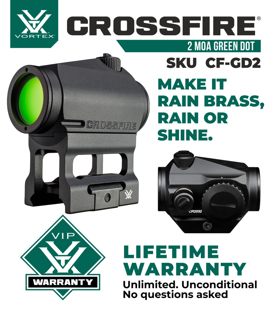 Vortex Optics Crossfire Green Dot 2 MOA with Free Camo Forest Hat Bundle
