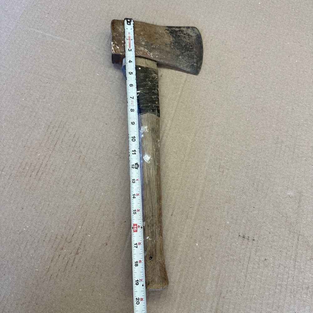 Vintage Unmarked As Found Camp Axe With Wood Handle 19”