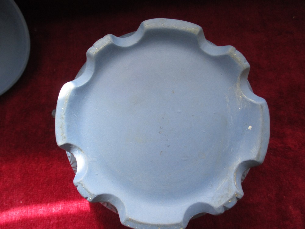 Antique Jasper Ware Neo Classical Figures Blue & White Cracker Jar with Handles