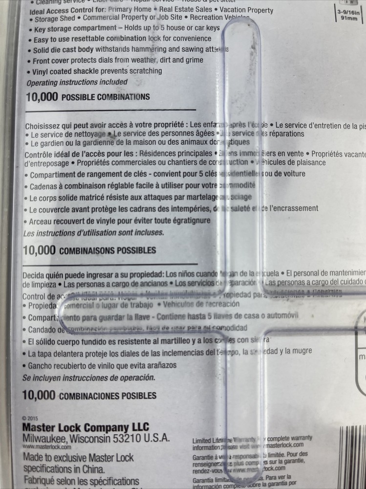 Master Lock Combination Lock Portable Security Safe 4-Digit Key Storage 5400DHC